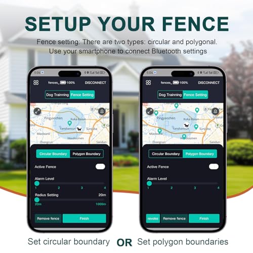 Electric Fence System with Training Collar, GPS Wireless Dog Fence with Free App, Rechargeable Fence for Outdoor Use, Adjustable Waterproof Pet Containment System