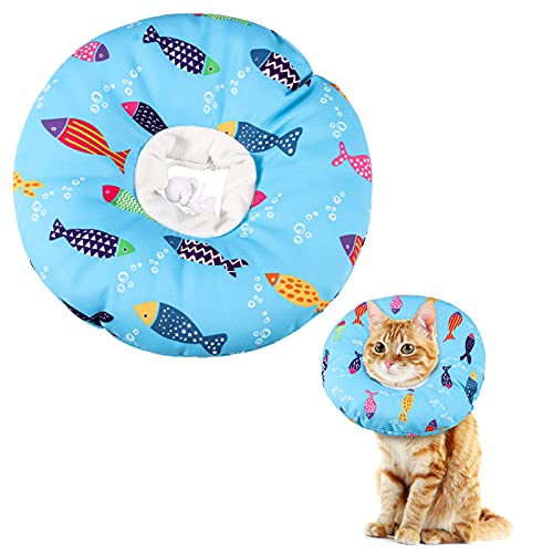Cat Cone Collar Soft Cute Adjustable Cat Donut Recovery Collar | Elizabethan Cats Cones to Stop Licking Comfortable Anti-Bite Neck Cone for Pet Kittens After Surgery - size: M