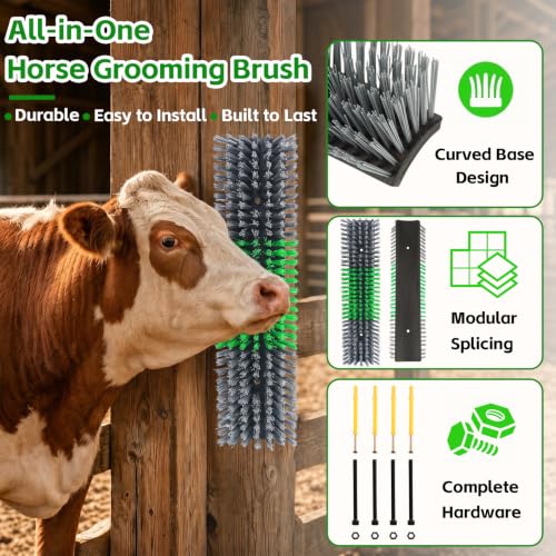 Livestock Scratch Brush for Cattle, Horses, Goats, Cow, Durable Scratching Brush, Massage Grooming Tool for Healthy Coat, Relieves Itching, Easy Install on Fence Posts(2pcs, Gray) - color: Gray, size: 2Pcs