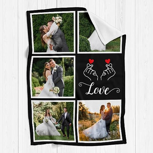 Personalized Couple Gifts for Boyfriends Girlfriends, Custom Blankets with Photos, Personalized Blanket with Photos & Text, Personalized Photo Blankets, Personalized Gifts for Valentines, Anniversary - color: 5 Photo-3