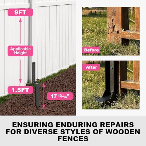 IRONBABE 33.62" Fence Post Repair Kit, Fix Tilted 4x4/6x6 Wood Posts, 6Pack | Heavy Duty Anchor Ground Stakes, Thickened 11-Gauge, Heavier at 5.47lb, One-Piece, Easy Install, Powerful Support, For Garden - size: AS1-6Pack 35.18x7.06x7.57"