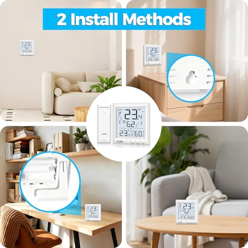 Indoor Outdoor Thermometer Weather Station Wireless, Digital Room Thermometer with Large LCD Display, Temperature Humidity Monitor with 330FT Range Sensor and 3 Adjustable Backlight (One Sensor)