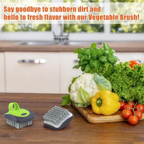 Vegetable Brush Carrot Potato Scrubber Soft Silicone and Hard Side Fruit Cleaning Tools for Delicate or Tough-Skinned Vegetables Brush