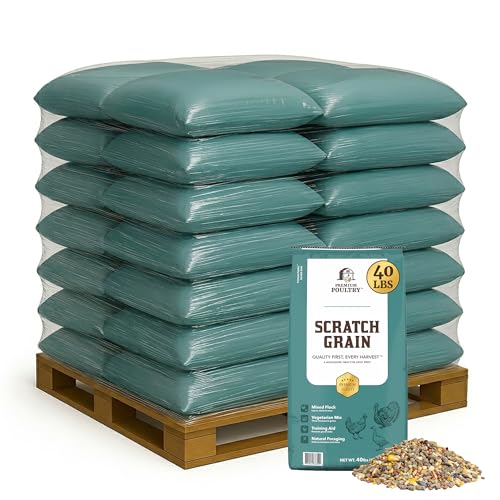 Chicken Scratch Grain for Chickens, Ducks & Turkeys, Natural 3-Grain Scratch Feed Treat, Made in USA, Foraging & Energy Support, 2000 lbs - size: 2000lb (Pallet), style: Scratch Grain