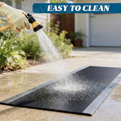Drydiet Motorcycle Mat Garage Floor Rug Washable Parking Mats for Garage Floors Non Slip Oil Absorbent Pad Rubber Backing Layer Protects Floor(Metal Style,98 x 31 Inch) - size: 98 X 31 Inch, style: Metal Style