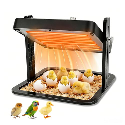 Brooder Heater for Chicks – 10.8" Radiant Heat Plate with Adjustable Height & Angle, Thermostat Control (113–158 ℉), Safe & Even Warmth for up to 15 Baby Chicks