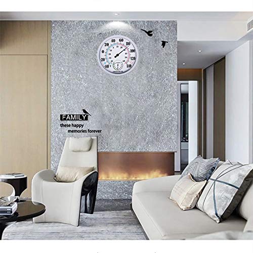 Indoor Outdoor Thermometer Large Wall Thermometer-Hygrometer Waterproof Does not Require Battery (White) - color: White1, size: 10 Inch