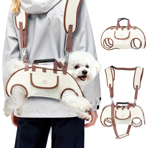 Hands Free Dog Backpack Carrier for Small Dogs Shoulder Sling Backpack | (M, 8.8-14.3lbs), Yorkie Carrier Backpack, Dog Lift Harness, Portable Breathable Pet Carrier Backpack, for Small Animals