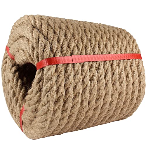 Manila Rope 3/4in x 50ft,Natural Hemp Thick Ropes,Large Decorative Nautical Rope,Twisted Manila Ropes Great for Gardening,Railings,Hammock - size: 3/4in, style: 50FT