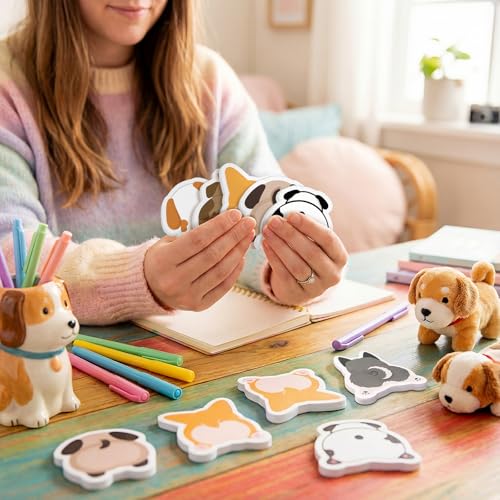 Yinder 24 Pads Dog Sticky Notes Cute Kawaii Dog Butt Memo Self Adhesive | Fun Cartoon Animal Themed Gifts for Office School, Veterinary Party Supplies, Bulk Adhesive Note Pads Valentines - style: Cute Dog