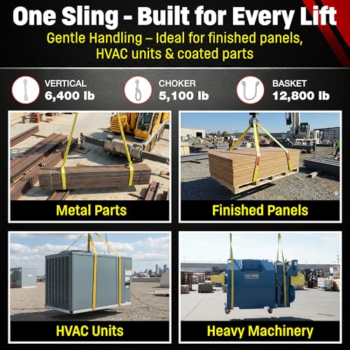 DD Sling 2 Inch x 4 Foot Nylon Lifting Sling – USA Made, 6,400 lb Vertical, 5,100 lb Choker, 12,800 lb Basket – 2-Ply Heavy Duty 900 Webbing, Type 3 Flat Eye & Eye Rigging Sling | 6,400 lb Vertical, 5,100 lb Choker, 12,800 lb Basket – 2-Ply Heavy Duty 900
