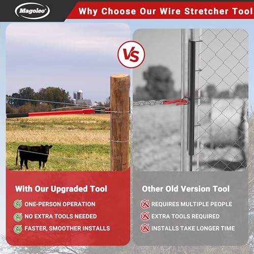 Fence Barbed Wire Stretcher Tool, Heavy-Duty Wire Tensioner & Repair Tool for Barbed, Smooth & Electric Fence Wire, Easy One-Person Operation for Farm, Ranch & Garden Projects