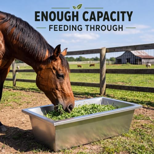 Geelin 2 Pcs 6 Gallon/24 Quart Livestock Water Trough, Stainless Steel | 19.7" Long Large Capacity Livestock Feeding Trough for Calves Pig Sheep Horses Alpacas and Goats Farm Animal Feeding - size: 6 Gallon/24 Quart