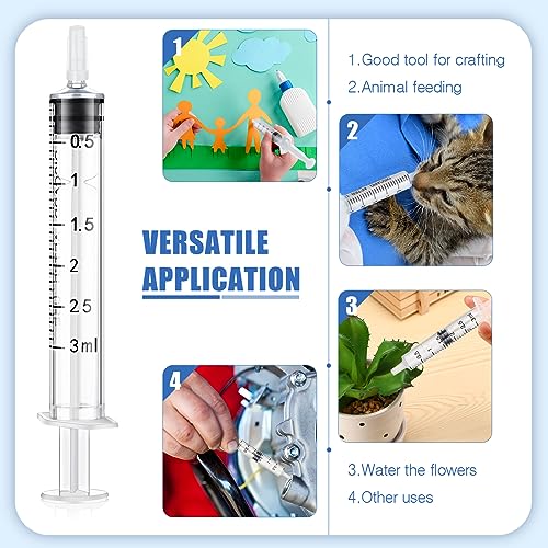 Zhengmy 100 Pack Bulk Plastic Syringe with Slip Tip, 3 ml