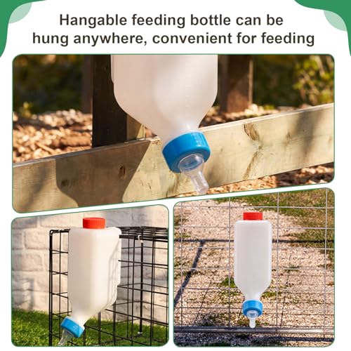 4 Sets Lamb Goat Feeding Bottles with Silicone Nipples, Thickened Heavy Duty Upside Down Hanging with Measurement Marks, Livestock Nursing Bottle for Lamb Goat Fawn Puppies Farm Use (800ml) - size: 800ml