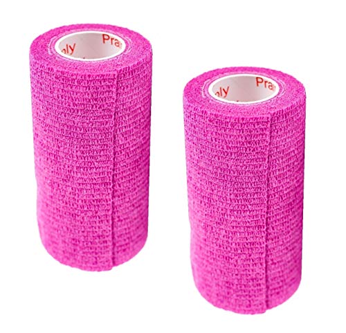 Vet Wrap Tape (Fuchsia) (2 Pack) (3 Inch x 15 feet) Self Adhesive Adherent Adhering Cohesive Flex Self Stick Bandage Grip Roll Dog Cat Pet Horse - color: Fuchsia, size: 2 Rolls