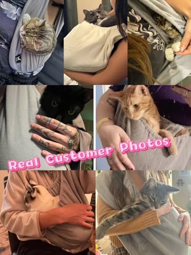 Cat Sling Carrier, Ultra-Soft Polar Fleece, Fits 3-13 lbs, Size M | Elastic One-Piece Metal-Free Pet Cuddle Bag for Indoor Home Use, Warm Cozy Wearable Carrier for Cats and Kittens, Light Gray - color: Light Gray, size: Medium (Regular)