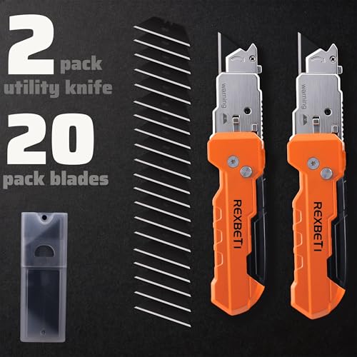 REXBETI 2-in-1 Utility Knife & Scraper, Zinc Alloy Body, Blade Storage