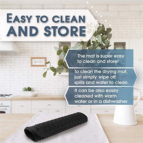HOTPOP Medium (16x12 Inches) Super Sturdy Silicone Dish Drying Mat and Trivet, Dishwasher Safe, Heat Resistant, Eco-conscious (Black) - style: (16"x12"), Black