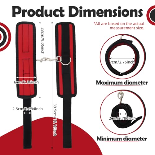 2PS Goat Binding Leg Restraint Anti-Kick Tool Adjustable with Metal Buckle | Hobbles Milking Restraints Durable Nylon Goat Milking Supplies Binding Straps Kit for Milking Stand,Milking,Training（Red）