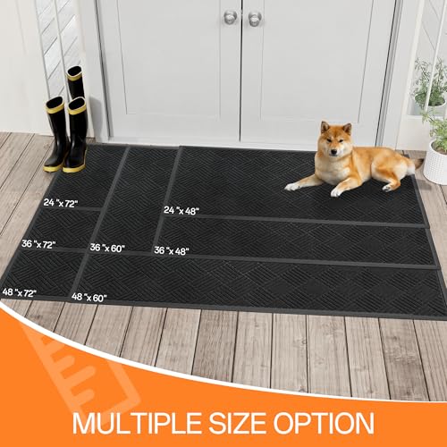 Front Door Mat Outside Entrance, Dirt Trapper Doormat 60" x 36" | Absorbent Indoor Outdoor Welcome Mat for Entryway, All Weather Commercial Floor Mat for High Traffic Area, Diamond Black - color: Black Diamond, size: 3' x 5' (Rectangular)