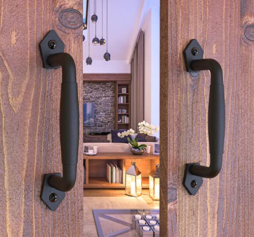 2-Pack 8 Inch Diamond Tapered Barn Door Handle - Black Cast Iron Pull for Sliding Doors, Gates, Sheds, Fences, Closets - Indoor Outdoor Farmhouse Hardware - size: 8" - 2 Pack, style: Diamond Tapered