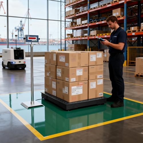 24"x24" Heavy-Duty Industrial Floor Scale, 2500lb x 0.5lb, Black | Precision Pallet Scale with Digital Indicator, Carbon Steel Platform Weighing Scale for Floor Bench Office Weight Weighing - size: 24"x24"-2500LB