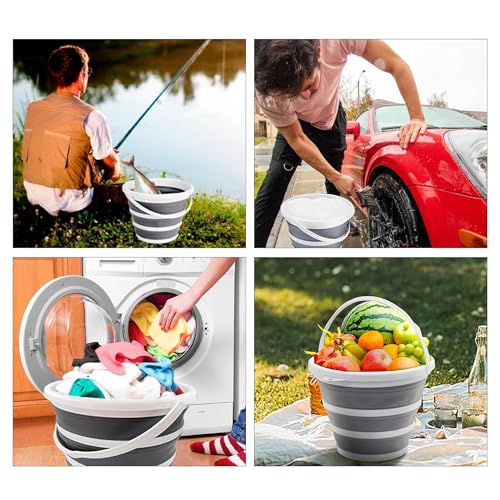 2.6 Gallons Collapsible Bucket with Handle, Space Saving Design Portable Foldable Water Pail for Indoor/Outdoor, Mop, Boating, Camping, and Fishing (1-Pack)