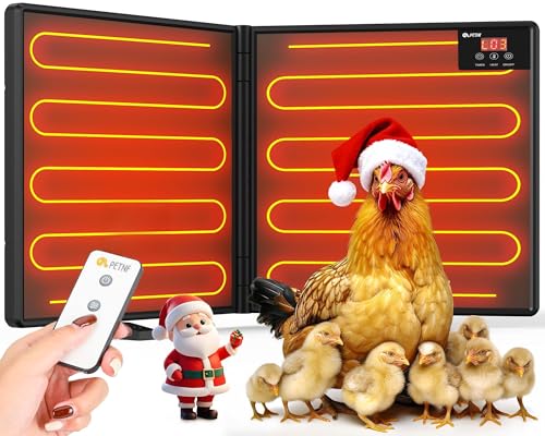 Chicken Coop Heater Inside Coop with Remote Control, 180W Foldable Radiant Heaters, 30''x12'' Large Heating Panel Warmer for Cozy Winter with Adjustable Timer and Temp, Safer Than Brooder Heat Lamp - color: Dark Black 2G-Controller