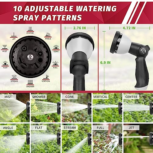 AUTOMAN Garden Hose Nozzle - 10 Adjustable Spray Patterns, Thumb Flow Control Hose Sprayer, Water Hose Spray Nozzle for Plants Watering, Car Washing, Window Cleaning, Pets Bathing, Outdoor Fun, Black - color: Black