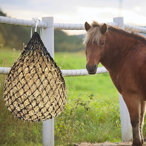 2 PCS Slow Feed Hay Net for Horses Designed with 1.75 in, 36 Inch | Premium PE Hay Net Measuring, Easy to Hang With Top Drawstring, Suitable for Horses, Goats, Sheep And Donkeys