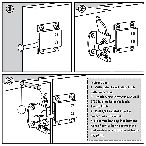 WellMade Self Locking Gate Latch Automatic Gravity Lever Door Lock for Wooden Fences, Heavy Duty Metal Gates, Vinyl Fence, Secure Pool, Garden Outdoor gate, Black with Screws