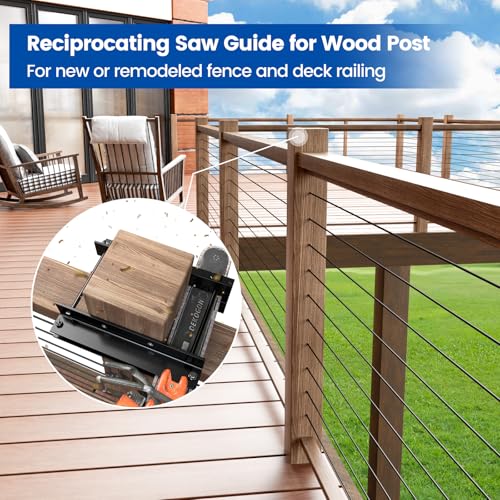 Muzata Reciprocating Saw Guide Attachment for Cutting 4x4 Wood Posts M038 | Suitable for 0-45 Degree Cuts, Adjustable for Different Cutting Heights, Essential Tools Included, Hassle-free Installation - size: 4×4"