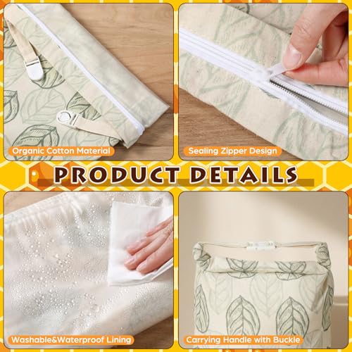 Tallew 3 Pack Beeswax Bread Bags for Sourdough Homemade Bread, Large 17x13 Inch Reusable TPU lining Beeswax Storage Bags with Sealing Zip Keep Fresh Freezer (Leaf Style) - style: Leaf Style