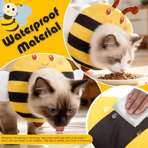 Cat Cone Collar Soft, Cat Recovery E Collar After Surgery to Stop Licking, Adjustable Waterproof Neck Elizabethan Pet Kitten Puppy Donut Pillow for Cats Wound Healing, Bee - color: Bee, size: Small(5-9.5in)
