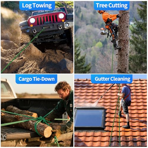 150Ft 1/2 Inch Heavy Duty Climbing Rope,Arborist Rope for Tree Pulling (Green) - size: 150ft-Green-1/2