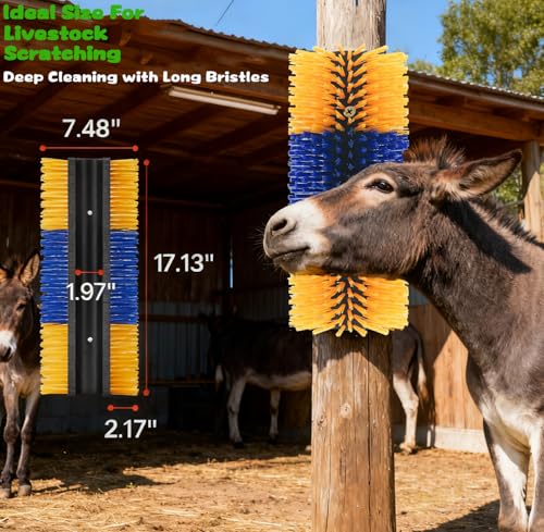 2/4PCS Livestock Massage Brush, Horse Cow Goat Pet GroomingTools | Durable livestock massage brush with 8 screws, ideal for horses, cows and goats grooming, cleaning - size: 4pack