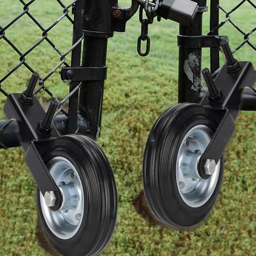 6" Heavy Duty Farm Gate Wheel - 500LB Solid Rubber Gate Helper Wheel for 1-5/8" Thru 2" Metal Tube/Swing Gate, Chain Link Fence, U-Bolt Install, 2 Pack