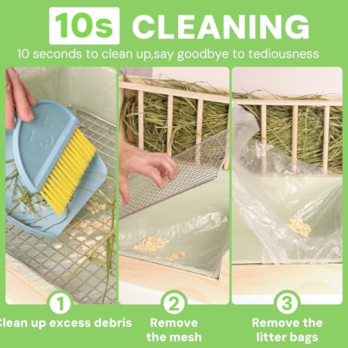 3-in-1 Steel Grids Rabbit Litter Box with Hay Feeder & Waste Collection – Bunny Toilet Training Kit, Large Plastic Potty for Rabbits, Guinea Pigs, Small Animals – Easy Clean, Durable, Odor Control