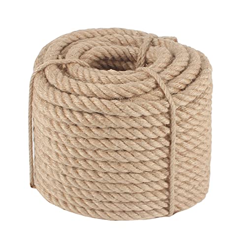 Twisted Manila Rope 1/2 in x 100 ft Natural Hemp Rope Thick Jute Ropes for Railing Docks Tug of War Decorating Crafts Nautical Landscaping Swing Hammock - size: 1/2inch x 100feet