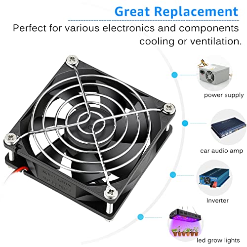 GDSTIME 2Pcs 80mm x 25mm Dual Ball Bearings High Speed 12V Cooling Fan 2Pin | 4500RPM, DC Brushless, Powerful Airflow, PC Case Fans, for Computer PSU, Amps, Wine Cooler, RV Fridge, Incubator, Electronics - size: 80x25mm