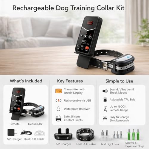 2026 Advanced 2-in-1 Wireless Dog Fence & Dog Training Collar for 2 Dogs, Portable with LCD Display, Adjustable 300M Range & Warning Levels, Rechargeable, Wireless Dog Fence (Black) - color: Black
