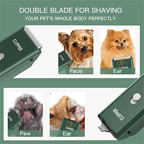 2-in-1 Professional Dog Grooming Kit - Low Noise, Waterproof, USB Rechargeable, and Safe Ceramic Blade - Gift for Dogs and Cats (Green) - color: Map005-green
