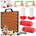 VIHOSE Chicken Coop Heater Chick Starter Kit Include 160w Adjustable Radiant Heat Panel 0.8 Gal Chicken Waterer and 2.9 Lbs Feeder and Chick Perch Flip Top Poultry Feeder