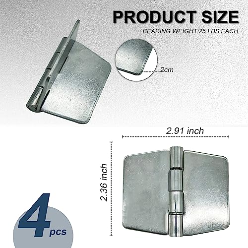 4 Pieces Weldable Hinges Heavy Duty, Steel Butt Hinge, 2.4 x 2.9 inch | Weld Hinges, for Heavy Gates, Doors, Silver