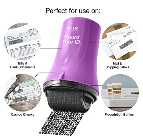 Guard Your ID Wide Identity Theft Protection Roller Stamp, 3-Pack for Mail - color: Purple, size: Wide 3-Pack