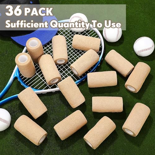 Treela 36 Pcs Self Adherent Bandage 4" X 5 Yard Wrap Breathable (Pack of 2) - color: Nude, size: 4" X 5 Yard (Pack of 2)