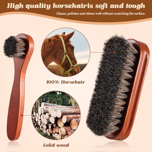 2 Pcs Horsehair Shine Shoes Brush Kit Polish Dauber Applicators Cleaning Leather Shoes Boots Care Brushes Suede Cleaner Brush(2 Pcs Style F) - style: 2 Pcs Style F