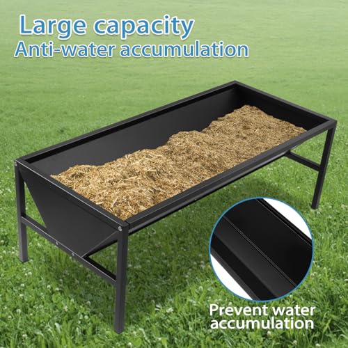 Livestock Feeder Galvanized Steel Feeding Trough, Heavy-Duty Pasture Feeder Large Capacity Livestock Feeding Trough, Easy and Strong Assembly, for Goats, Sheep, Horses, Alpacas
