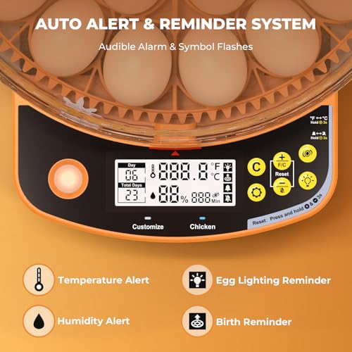48 Egg Incubator - Incubators for Hatching Chicken Eggs with Egg Candler, Temperature & Humidity Control, Auto Egg Turner, and Abnormal Alarm - size: 48 Gggs